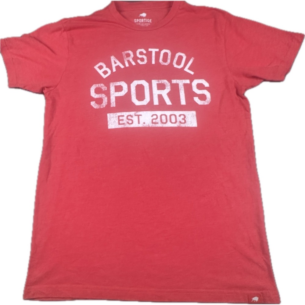 Sportiqe Mens Barstool Sports Est 2003 Graphic T-Shirt Large Red Short Sleeve
